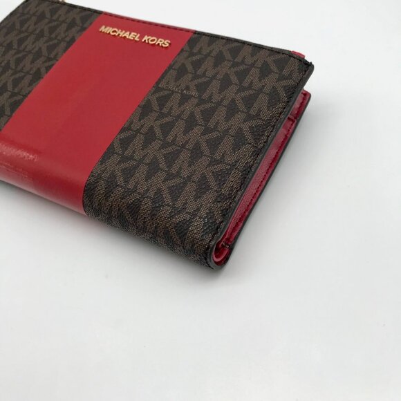 Michael Kors Logo Jet Set Crimson Double Zip Wristlet- NWT - Picture 7 of 13
